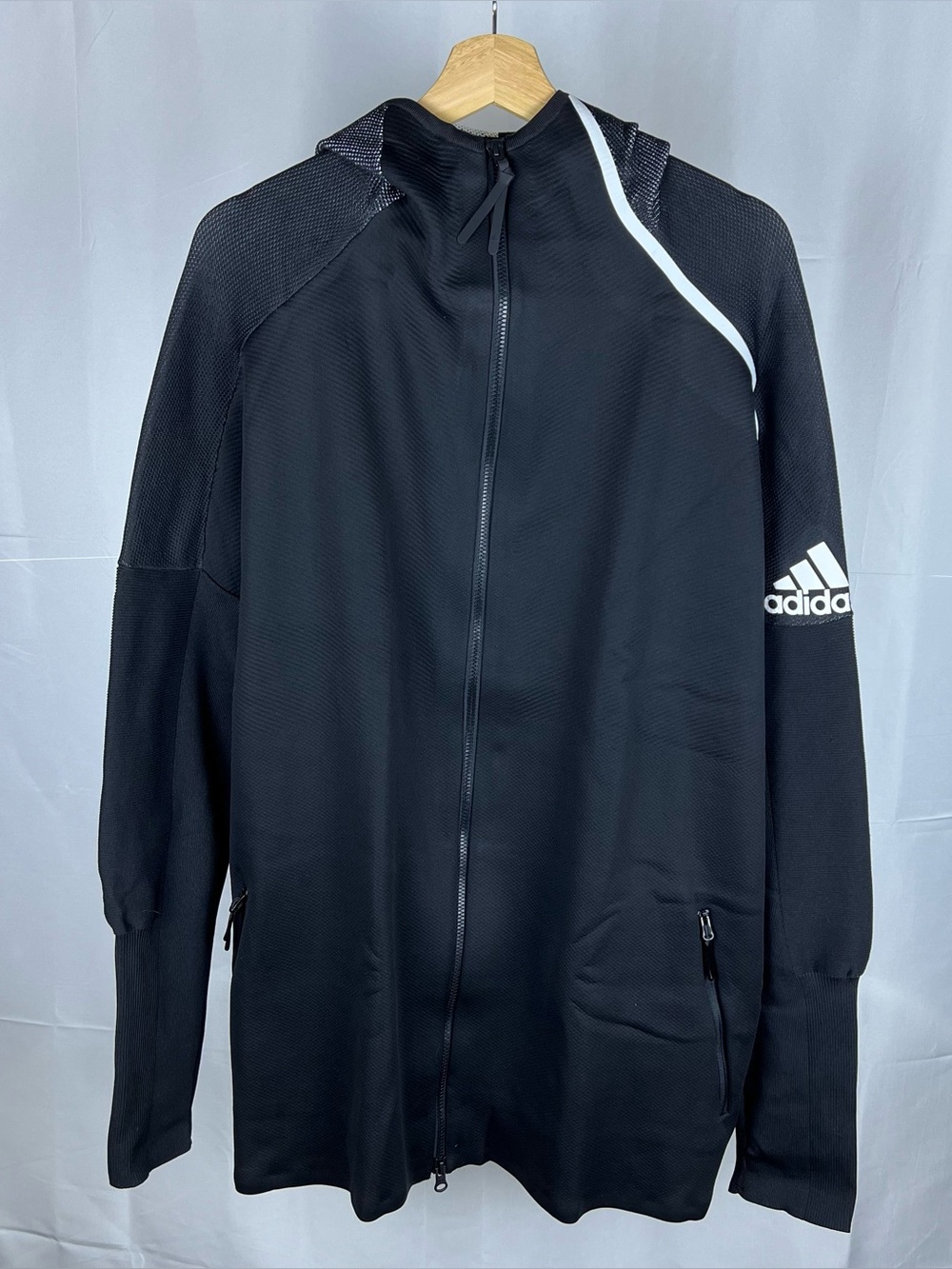 Adidas Primeknit Z.N.E. Full Zip Hoodie Black tech performance jacket 2XL Mens